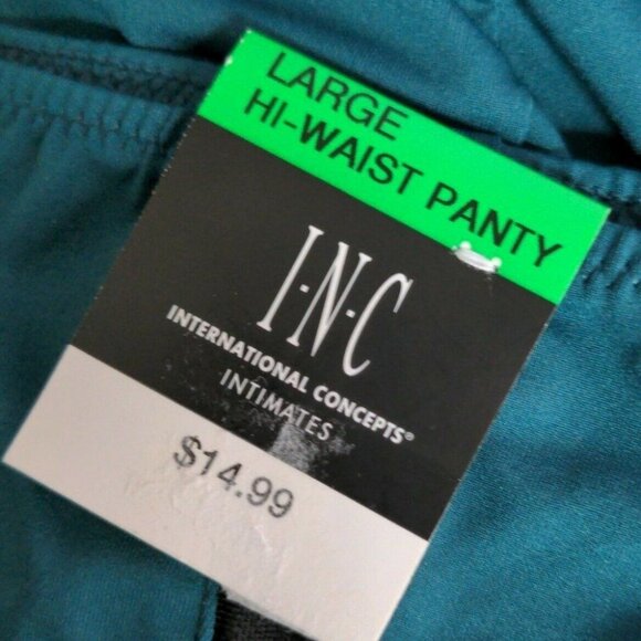 INC International Concepts High Waist Brief Panty Green Spruce Size Large NEW - Picture 3 of 8